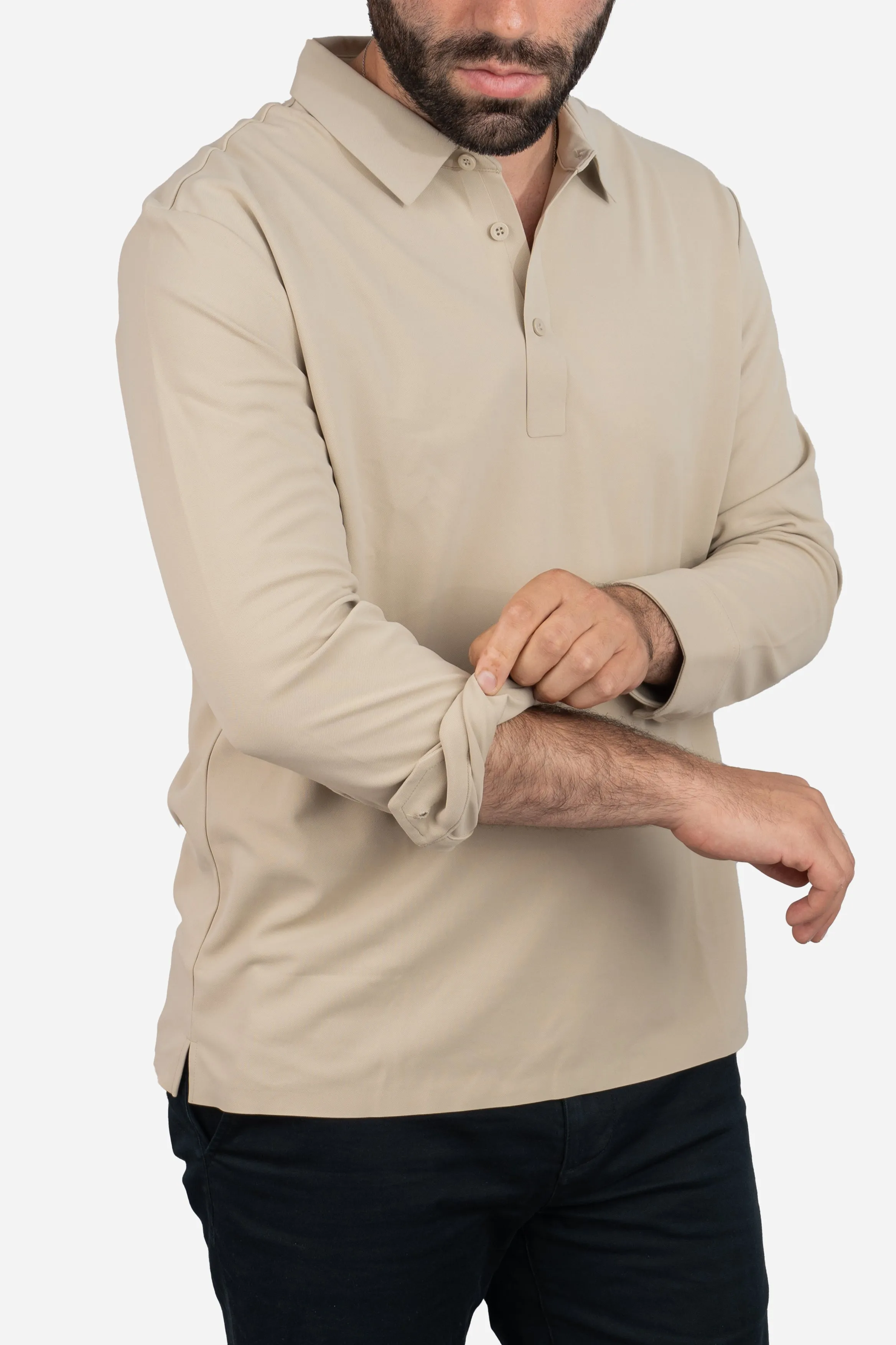 Long Sleeve Tech Polo Tan sold by Under 510 product image thumbnail 2