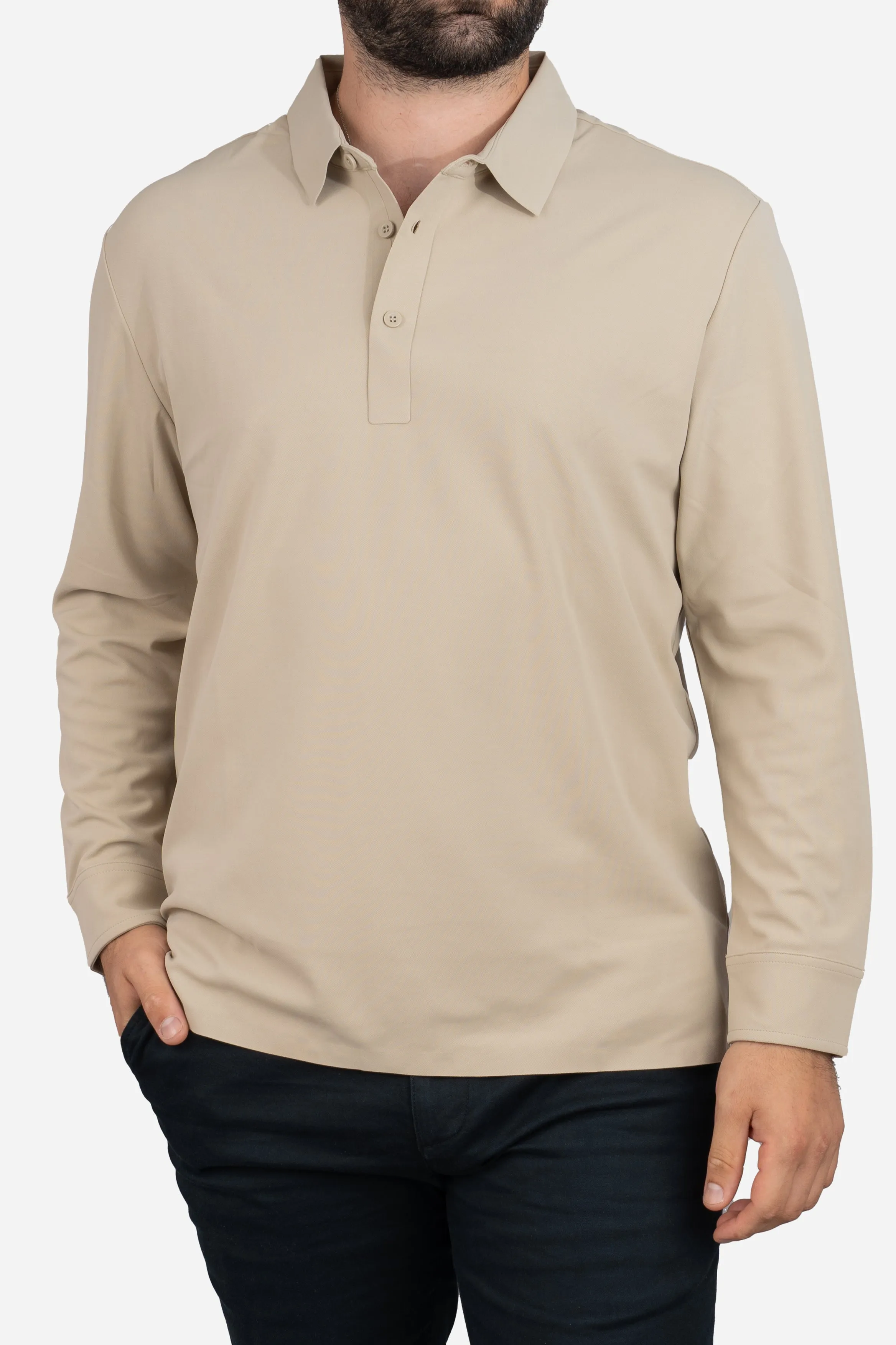 Long Sleeve Tech Polo Tan sold by Under 510