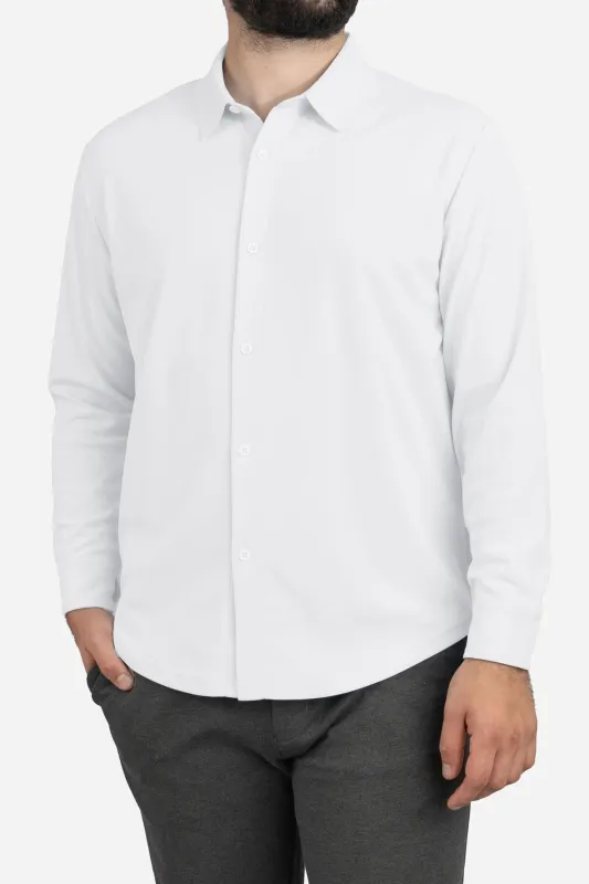 Tech Button Down Shirt White sold by Under 510
