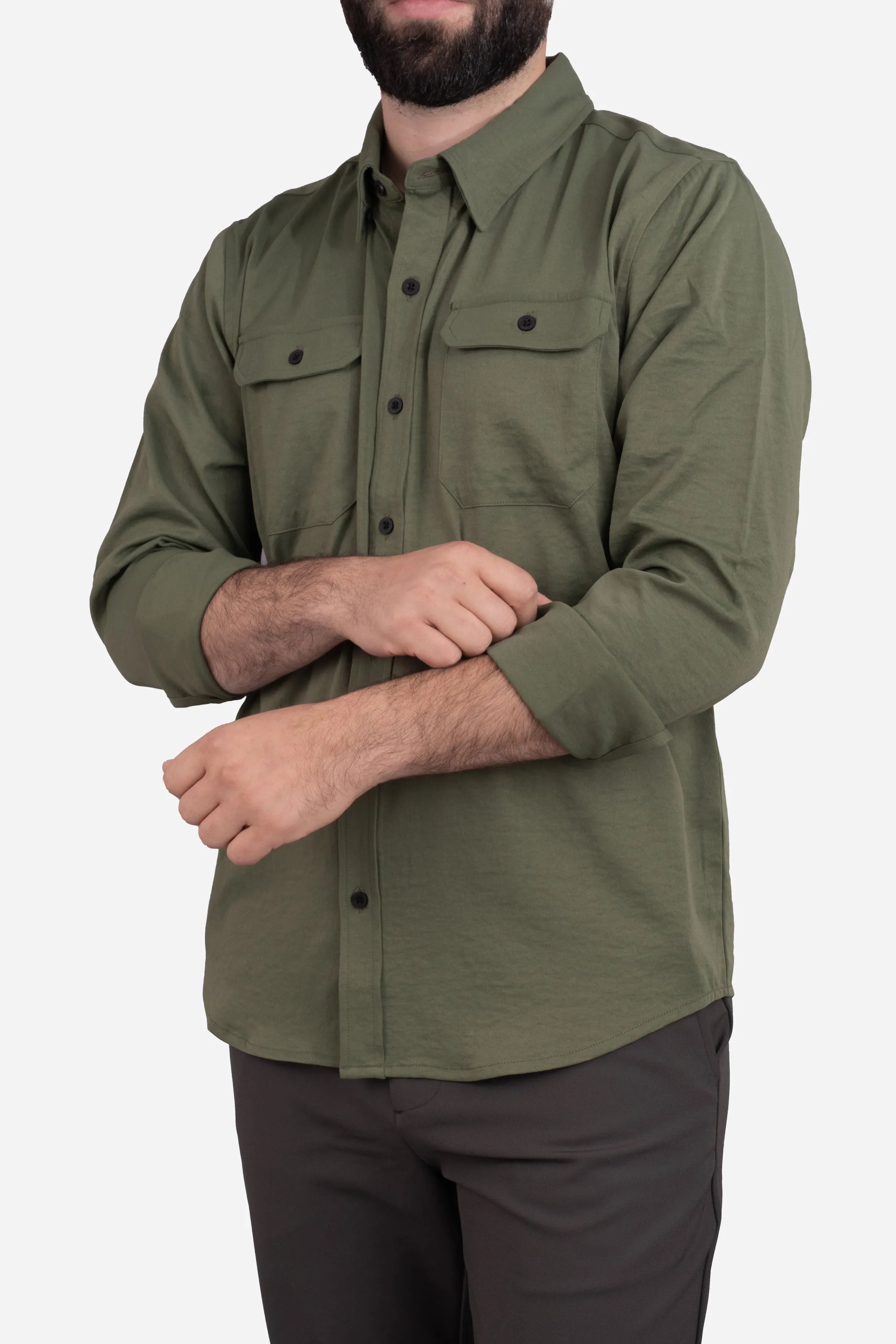 Roam Stonewash Button Down Shirt Army Green sold by Under 510 product image thumbnail 4