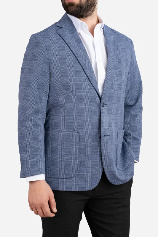 Stretch Blazer Blue Plaid made by Under 510