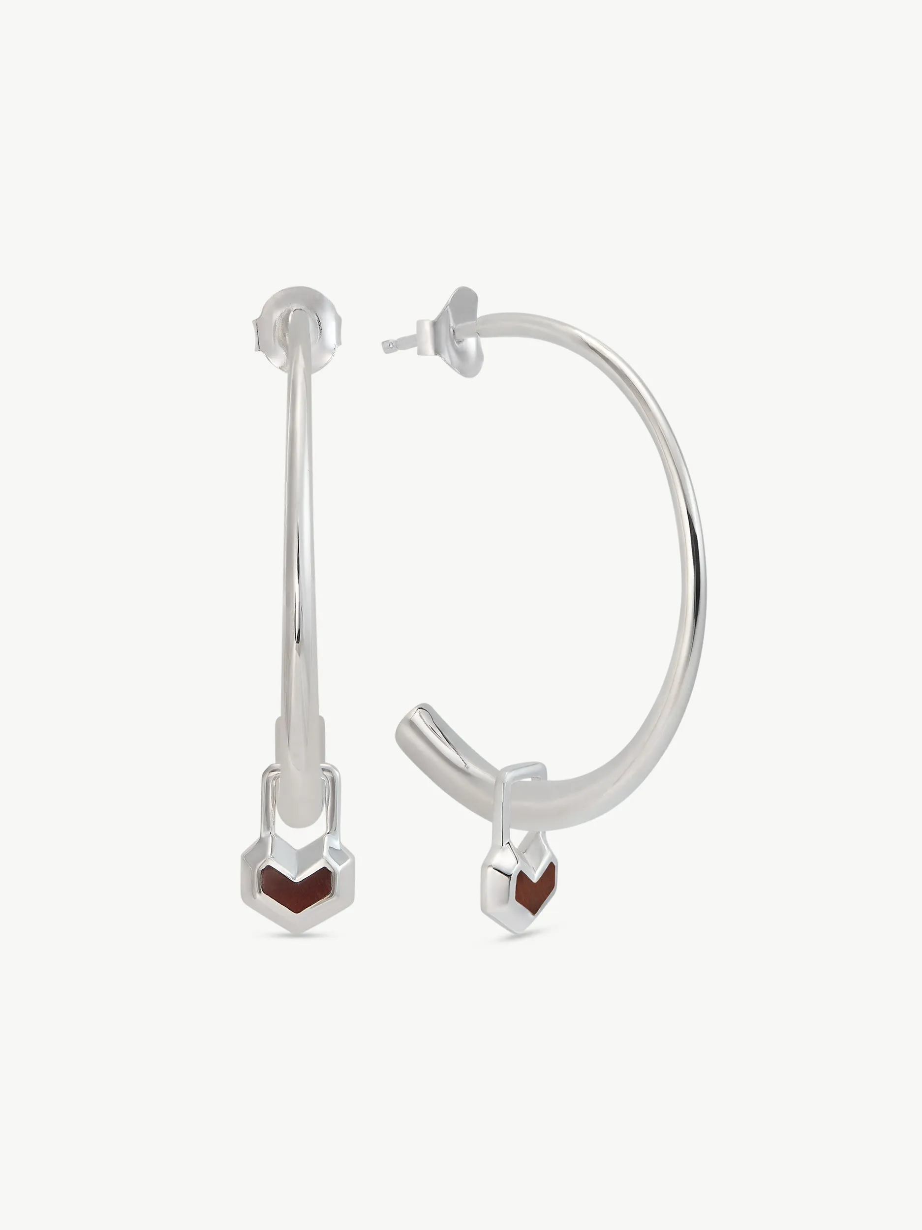 DARYL CHARM SMALL HOOPS <br> Sterling Silver - Red Tiger Eye sold by Under Her Eyes
