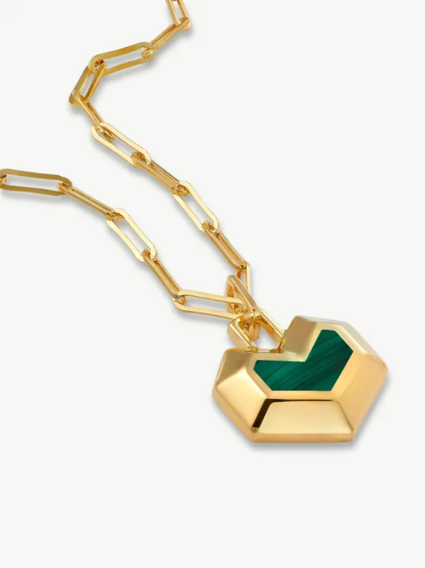 DARYL NECKLACE <br> 18k Gold Plated - Malachite sold by Under Her Eyes
