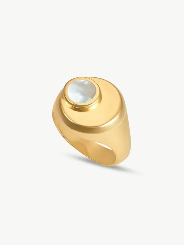 CRESSIDA RING <br> 18k Gold Plated - White Mother of Pearl sold by Under Her Eyes