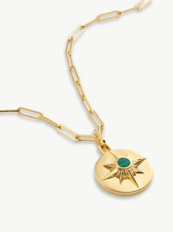 ASTRID NECKLACE <br> 18k Gold Plated - Malachite sold by Under Her Eyes