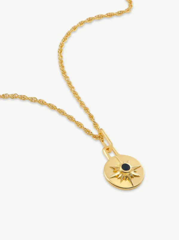 ASTRID MINI NECKLACE 22" CHAIN <br> 18k Gold Plated - Onyx sold by Under Her Eyes