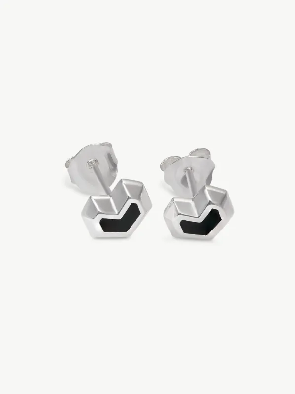 DARYL STUDS <br> Sterling Silver - Onyx sold by Under Her Eyes
