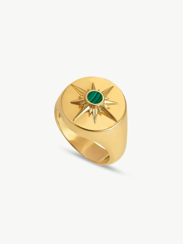 ASTRID RING <br> 18k Gold Plated - Malachite sold by Under Her Eyes