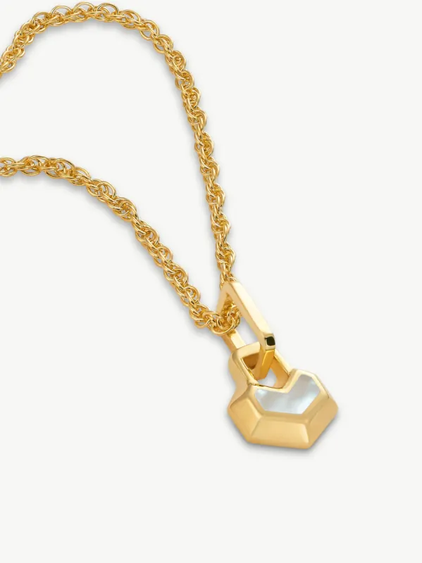 DARYL MINI NECKLACE 16" CHAIN <br> 18k Gold Plated - White Mother of Pearl sold by Under Her Eyes