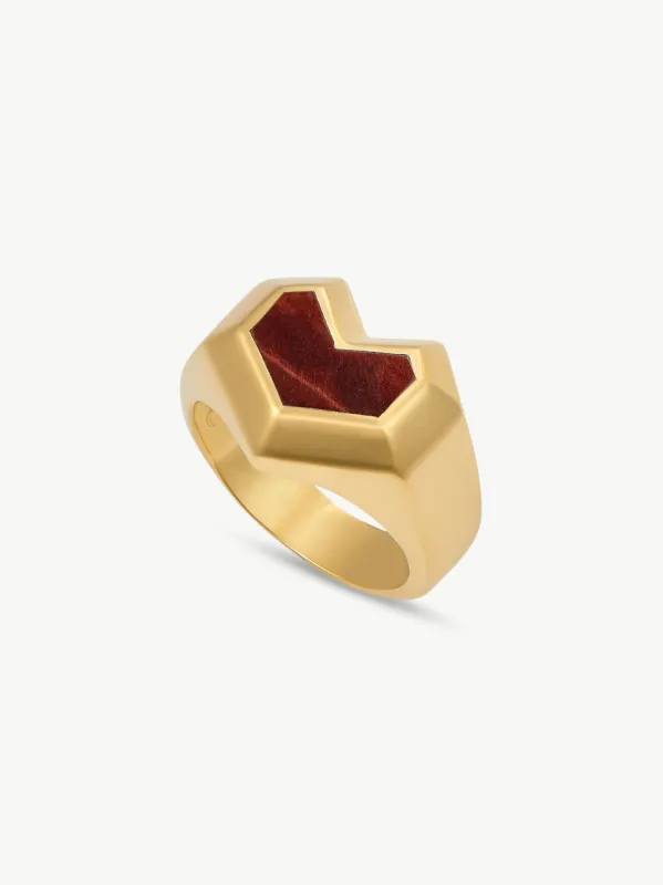 DARYL RING <br> 18k Gold Plated - Red Tiger Eye sold by Under Her Eyes