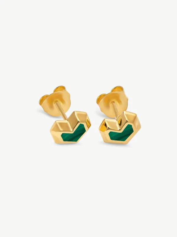 DARYL STUDS <br> 18k Gold Plated - Malachite sold by Under Her Eyes