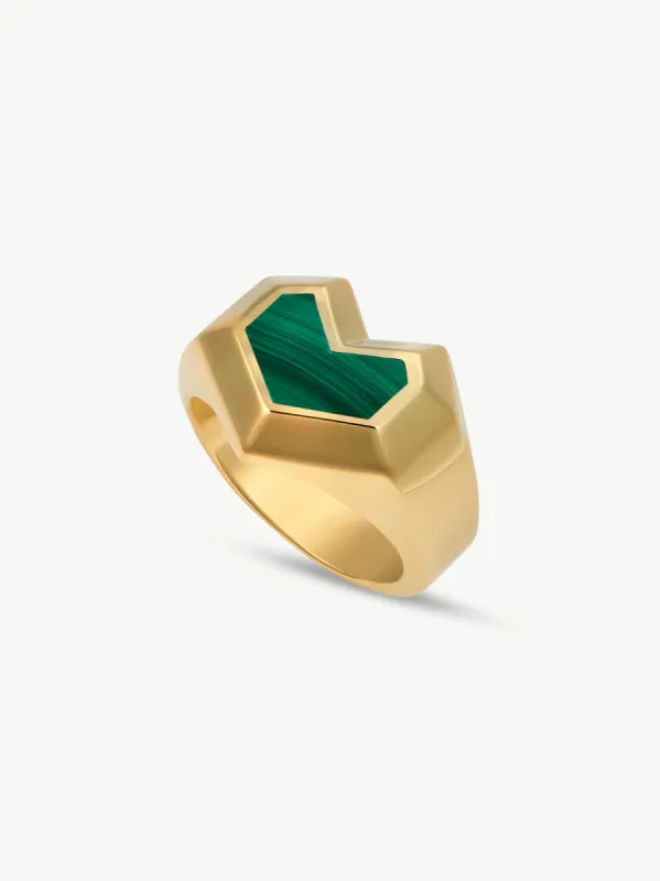 DARYL RING <br> 18k Gold Plated - Malachite sold by Under Her Eyes