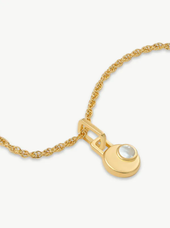 CRESSIDA MINI NECKLACE 22" CHAIN <br> 18k Gold Plated - White Mother of Pearl sold by Under Her Eyes
