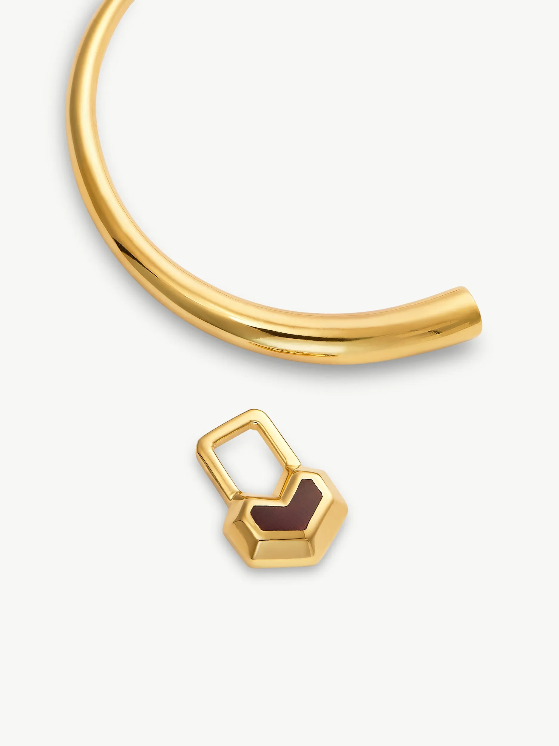 DARYL CHARM SMALL HOOPS <br> 18k Gold Plated - Red Tiger Eye sold by Under Her Eyes product image thumbnail 4