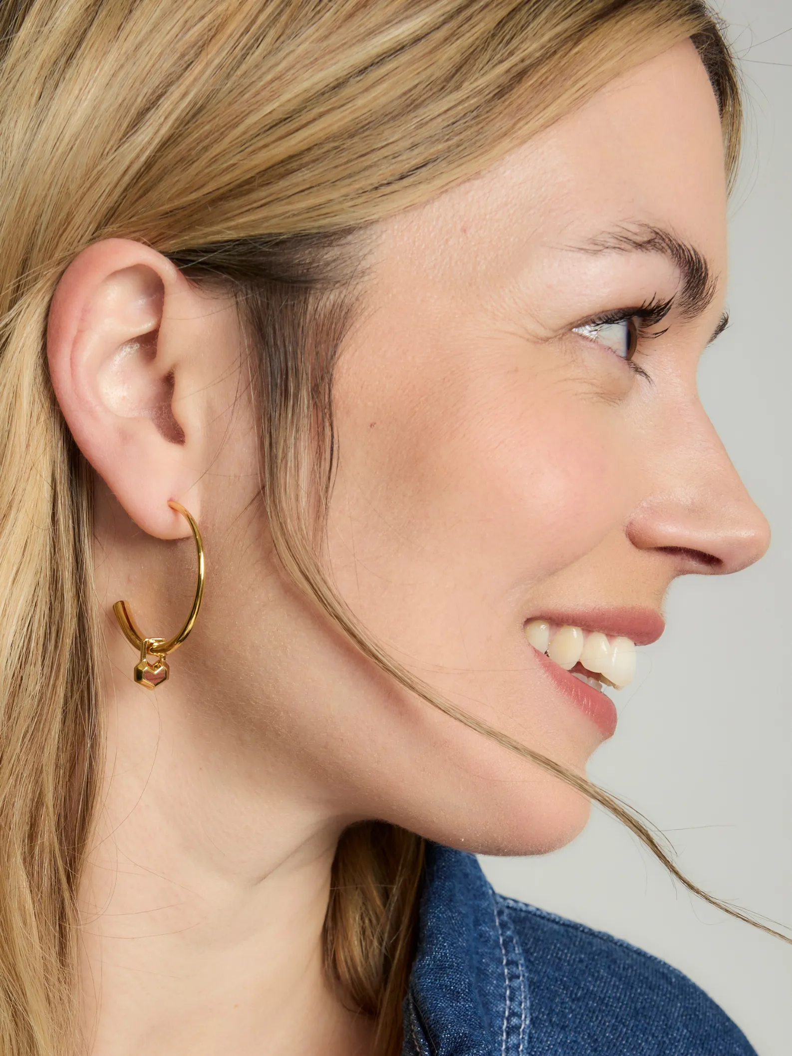 DARYL CHARM SMALL HOOPS <br> 18k Gold Plated - Red Tiger Eye sold by Under Her Eyes product image thumbnail 3