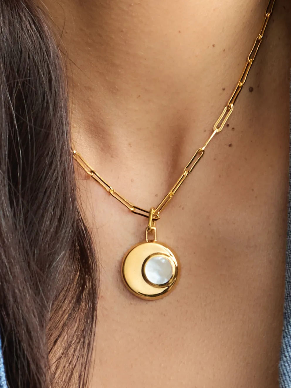 CRESSIDA NECKLACE <br> 18k Gold Plated - White Mother of Pearl sold by Under Her Eyes product image thumbnail 2