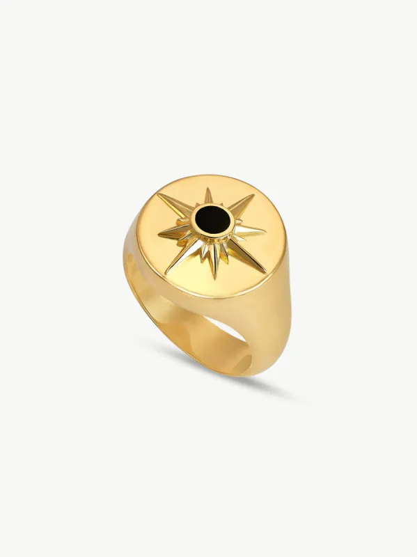 ASTRID RING <br> 18k Gold Plated - Onyx sold by Under Her Eyes