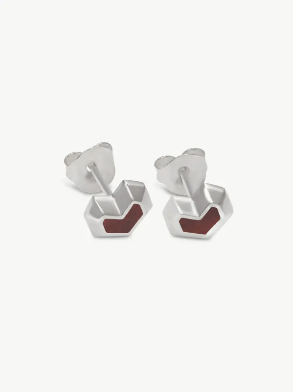 DARYL STUDS <br> Sterling Silver - Red Tiger Eye sold by Under Her Eyes