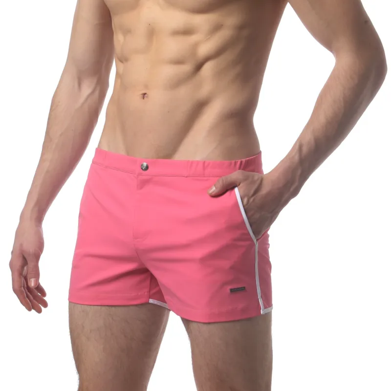 Parke & Ronen Morning Pink 2" Angeleno Solid Stretch Swim Trunk sold by Underwear Expert