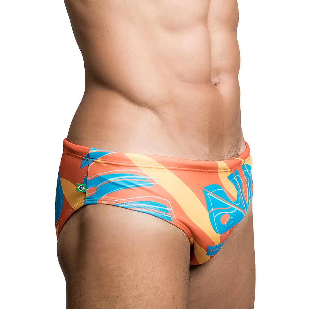 CA-RIO-CA Orange Jungle Sunga Men's Designer Swimwear sold by Underwear Expert product image thumbnail 4