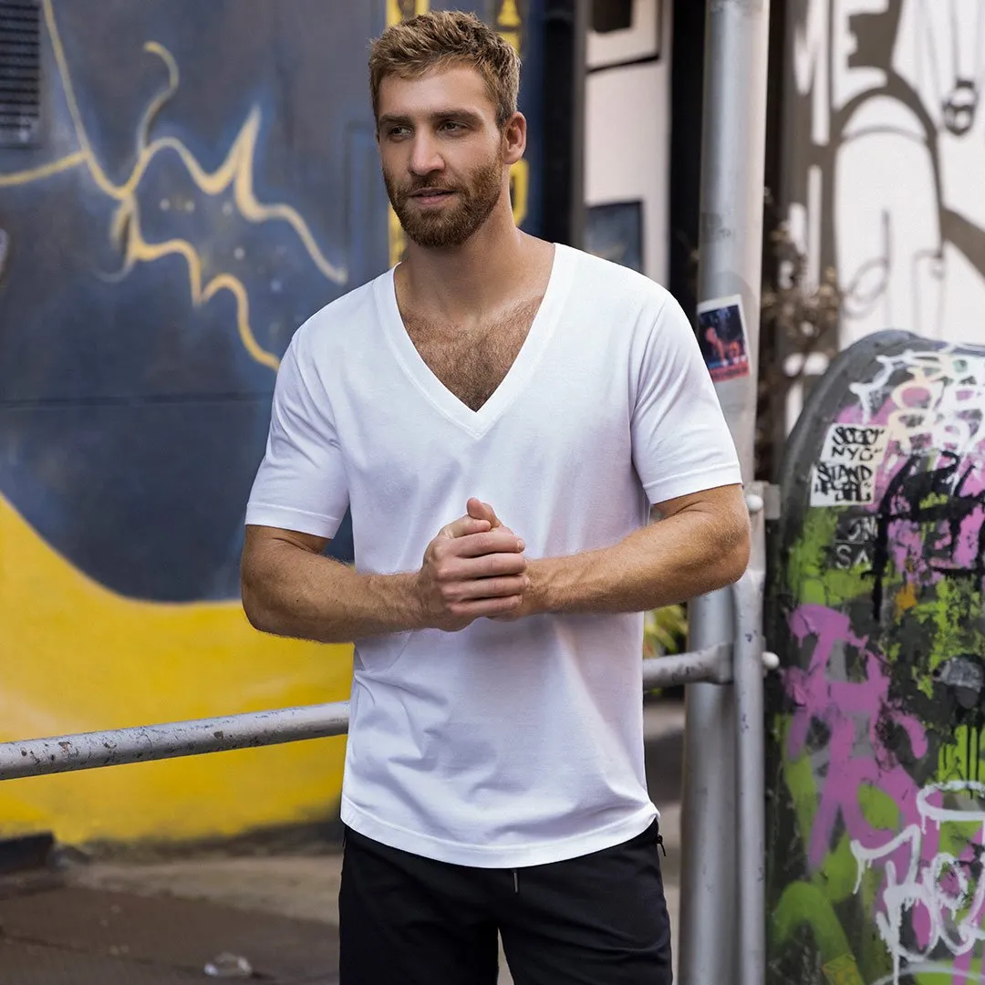 C-IN2 Perfect Pima Relaxed Deep V-Neck T-Shirt White sold by Underwear Expert product image thumbnail 4
