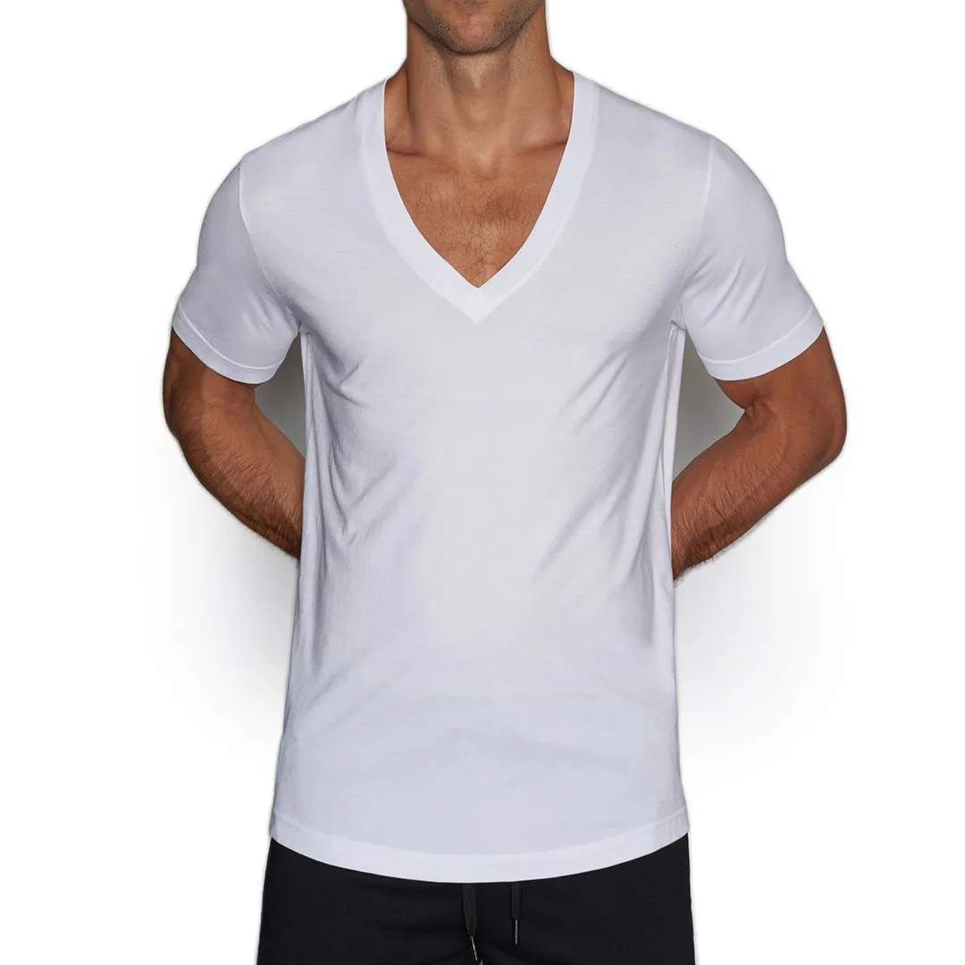 C-IN2 Perfect Pima Relaxed Deep V-Neck T-Shirt White sold by Underwear Expert