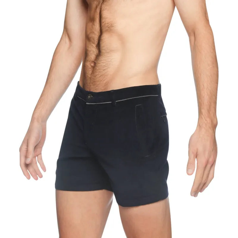 Parke & Ronen Resort '24- Dark Navy Stretch Corduroy Holler Short made by Parke & Ronen