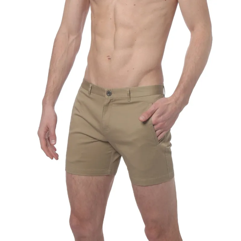 Parke & Ronen Dark Khaki Stretch Solid Holler Short sold by Underwear Expert