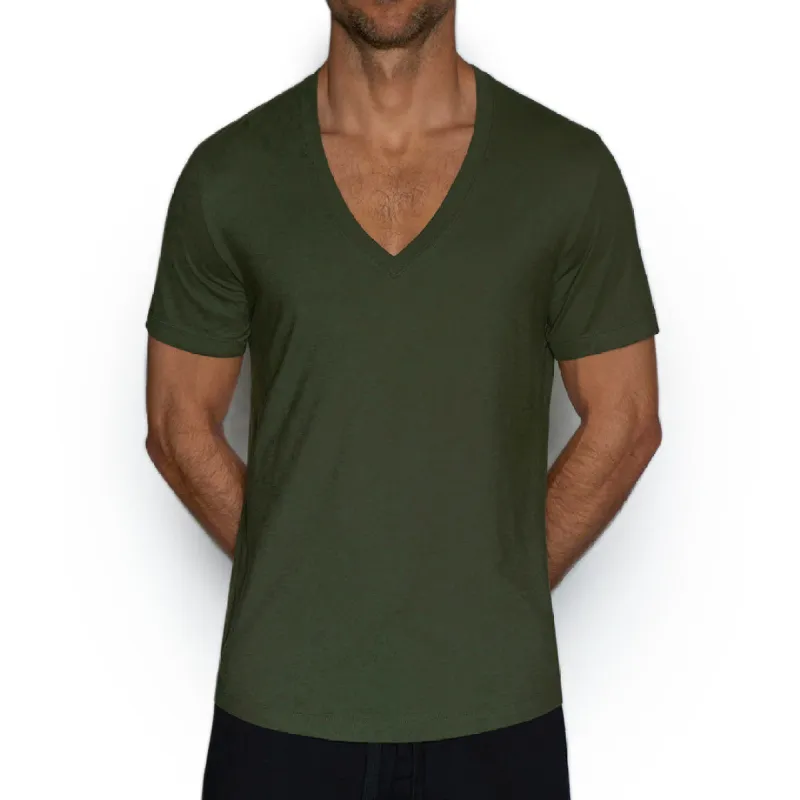 C-IN2 Perfect Pima Relaxed Deep V-Neck T-Shirt Gladwin Green sold by Underwear Expert
