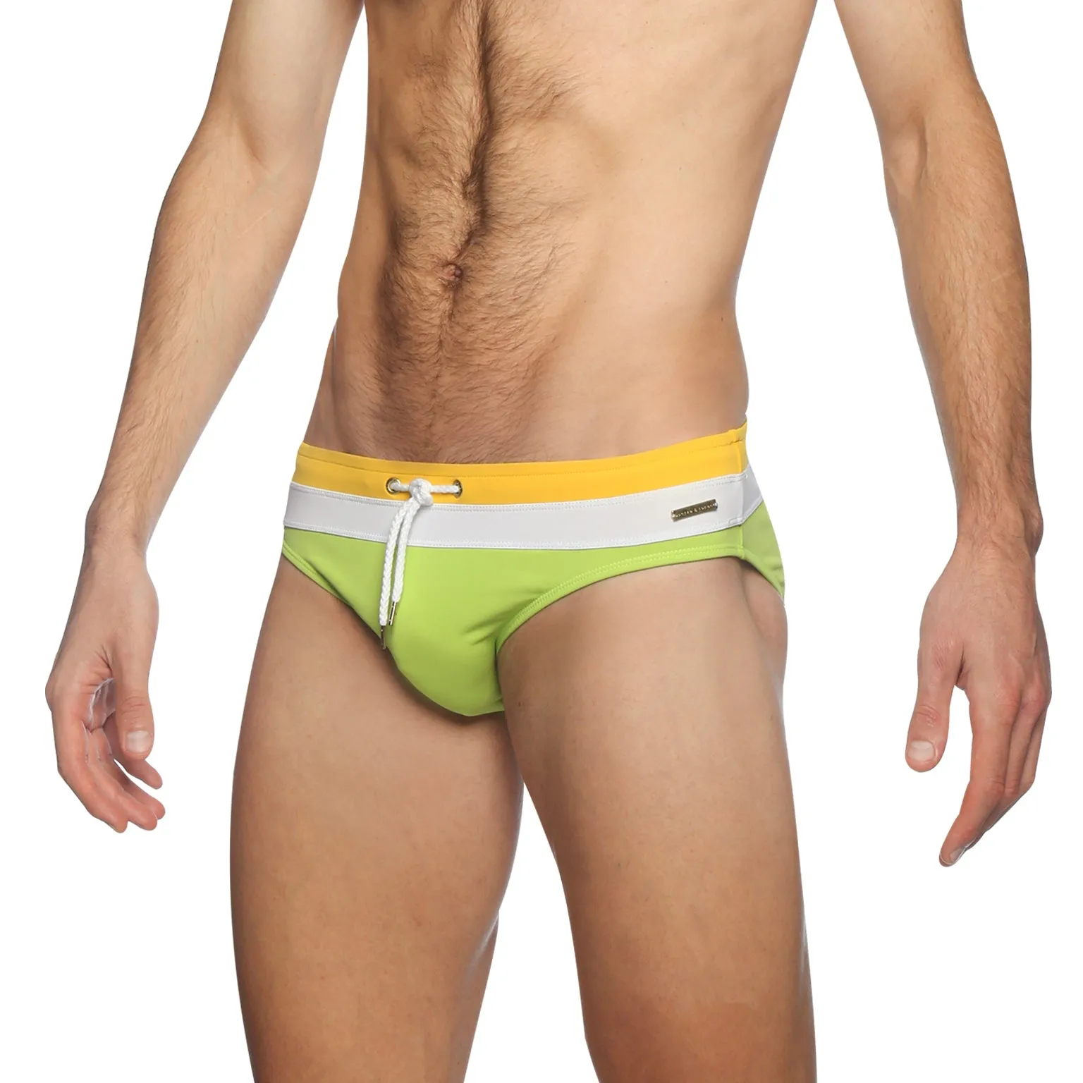 Parke & Ronen Sunflower/Lime Colorblock Meridian Swim Bikini sold by Underwear Expert