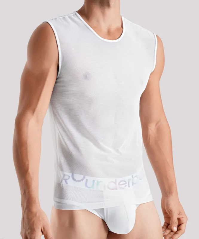 Rounderbum Transparent Pride Tank Top White sold by Underwear Expert