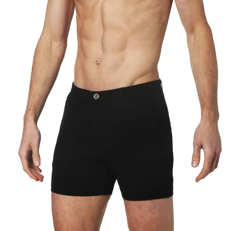 Parke & Ronen Actionwear Black Solid Action Stretch Holler Shorts sold by Underwear Expert