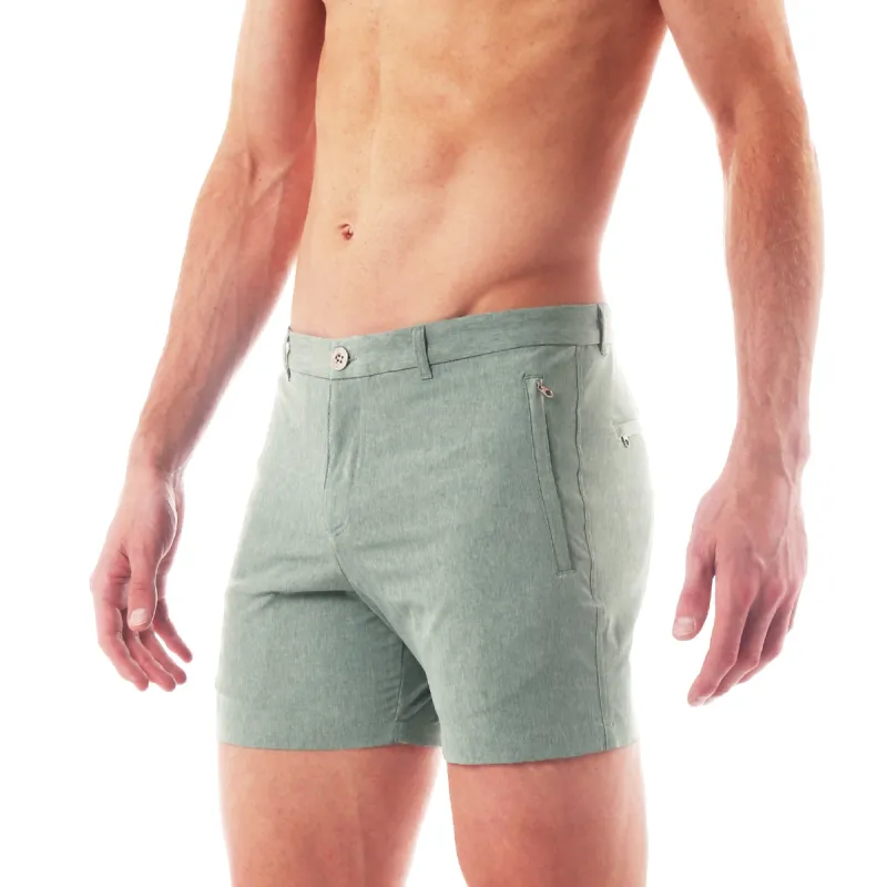 Parke & Ronen ACTIONWEAR Mallard Green Action Stretch Holler Short sold by Underwear Expert