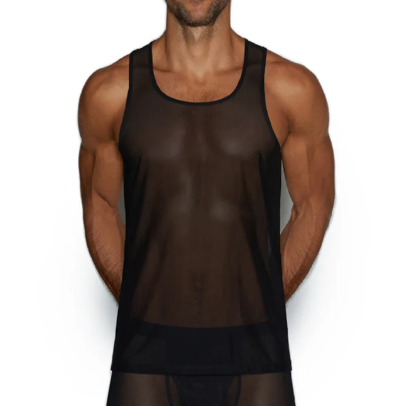 C-IN2 Sheer Relaxed Tank Black sold by Underwear Expert