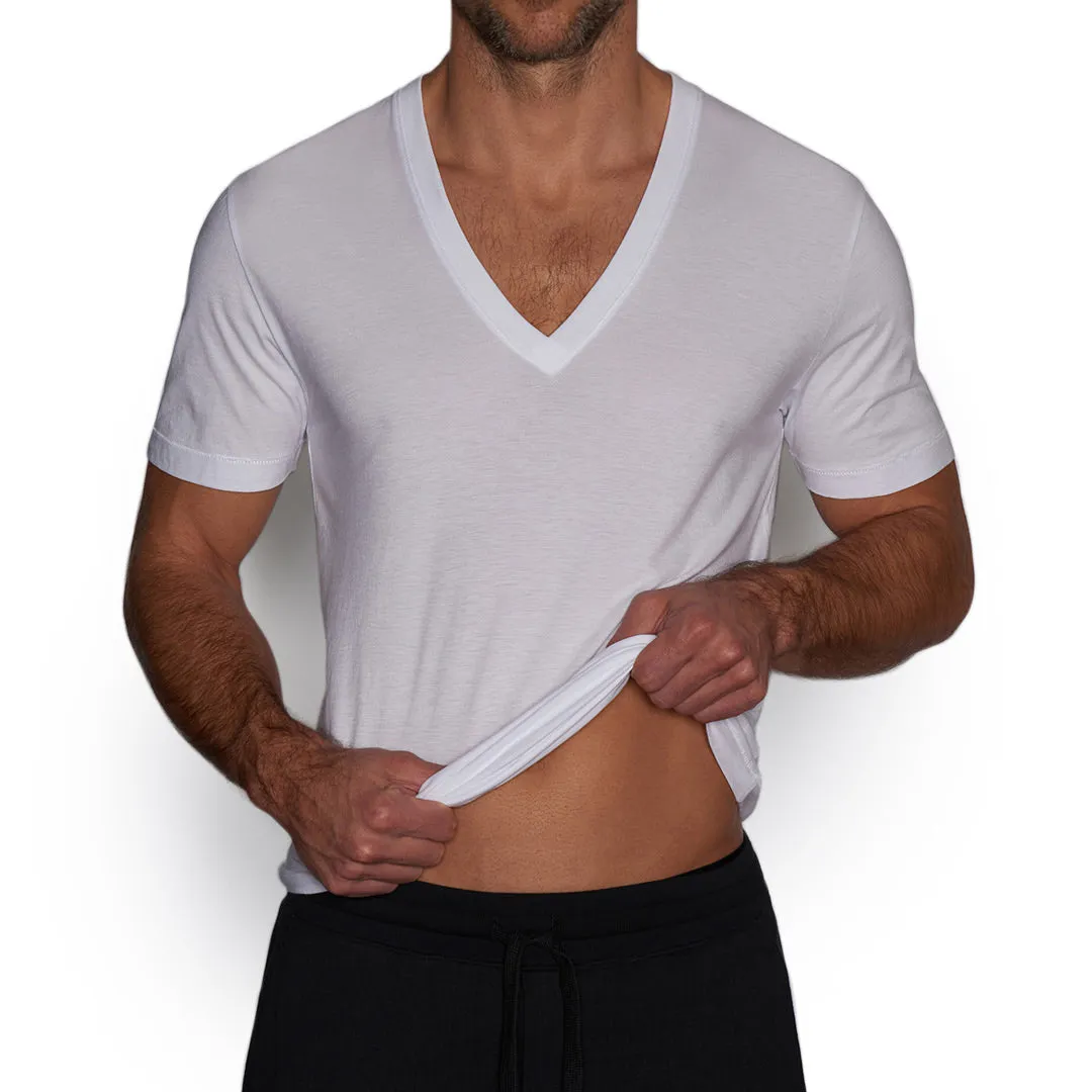 C-IN2 Layers Slim Deep V-Neck T-Shirt White sold by Underwear Expert