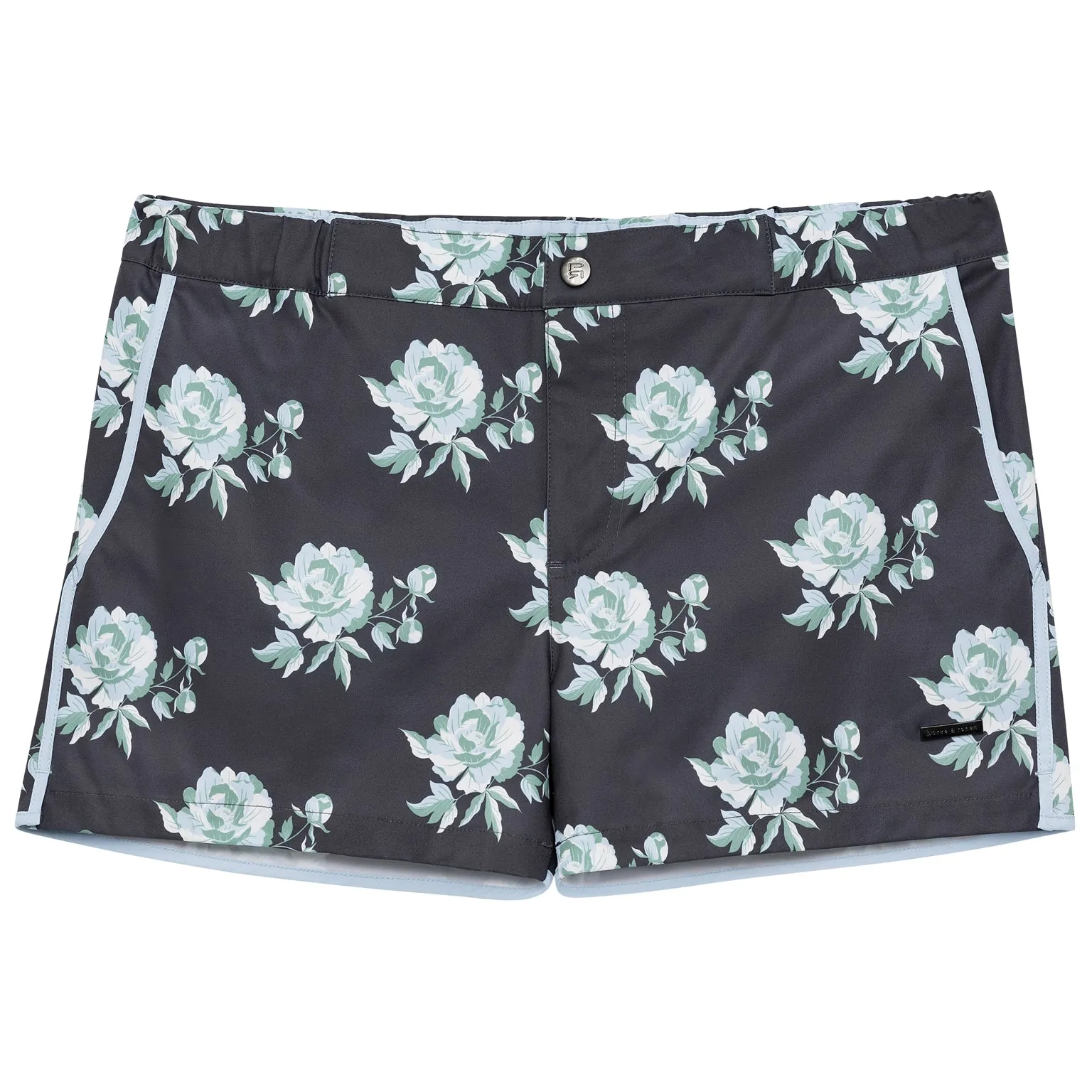 Parke & Ronen Cool Grey Peonies Print 2" Angeleno Stretch Swim Trunk sold by Underwear Expert product image thumbnail 2