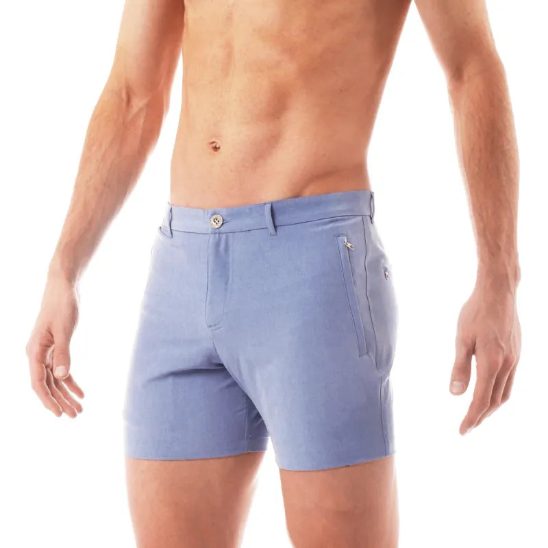 Parke & Ronen Actionwear Chambray Blue Action Stretch Holler Short sold by Underwear Expert