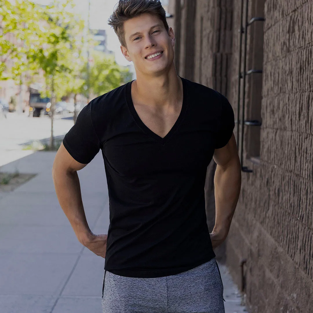 C-IN2 Perfect Pima Relaxed Deep V-Neck T-Shirt Black sold by Underwear Expert product image thumbnail 4