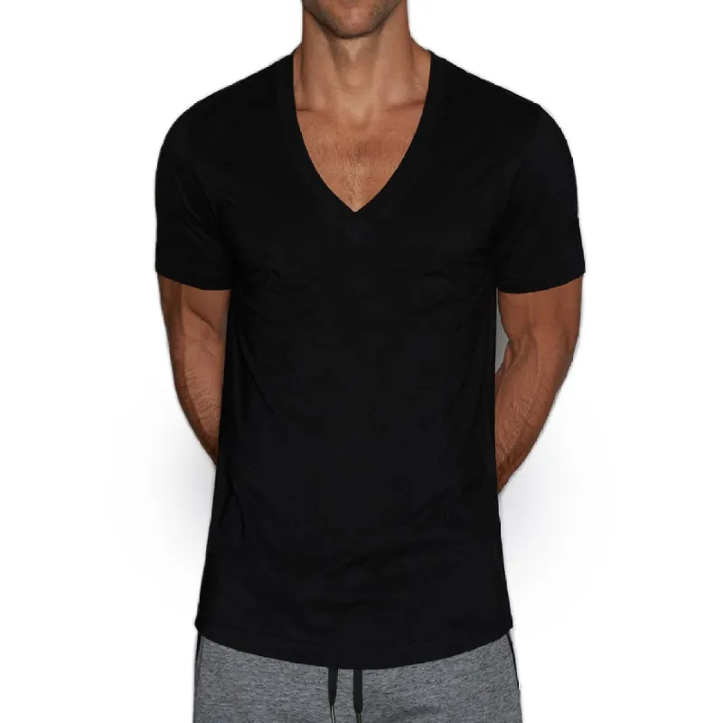 C-IN2 Perfect Pima Relaxed Deep V-Neck T-Shirt Black sold by Underwear Expert