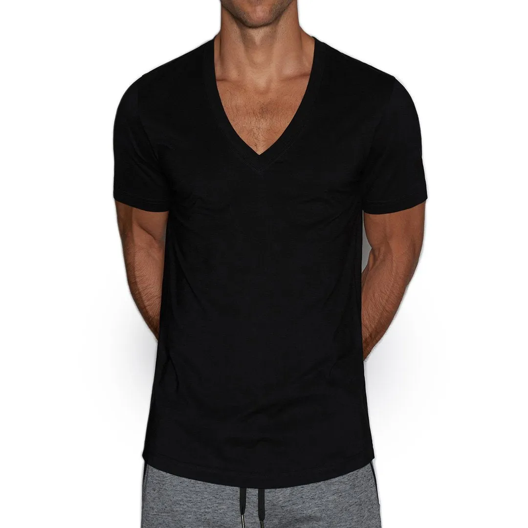 C-IN2 Perfect Pima Relaxed Deep V-Neck T-Shirt Black sold by Underwear Expert