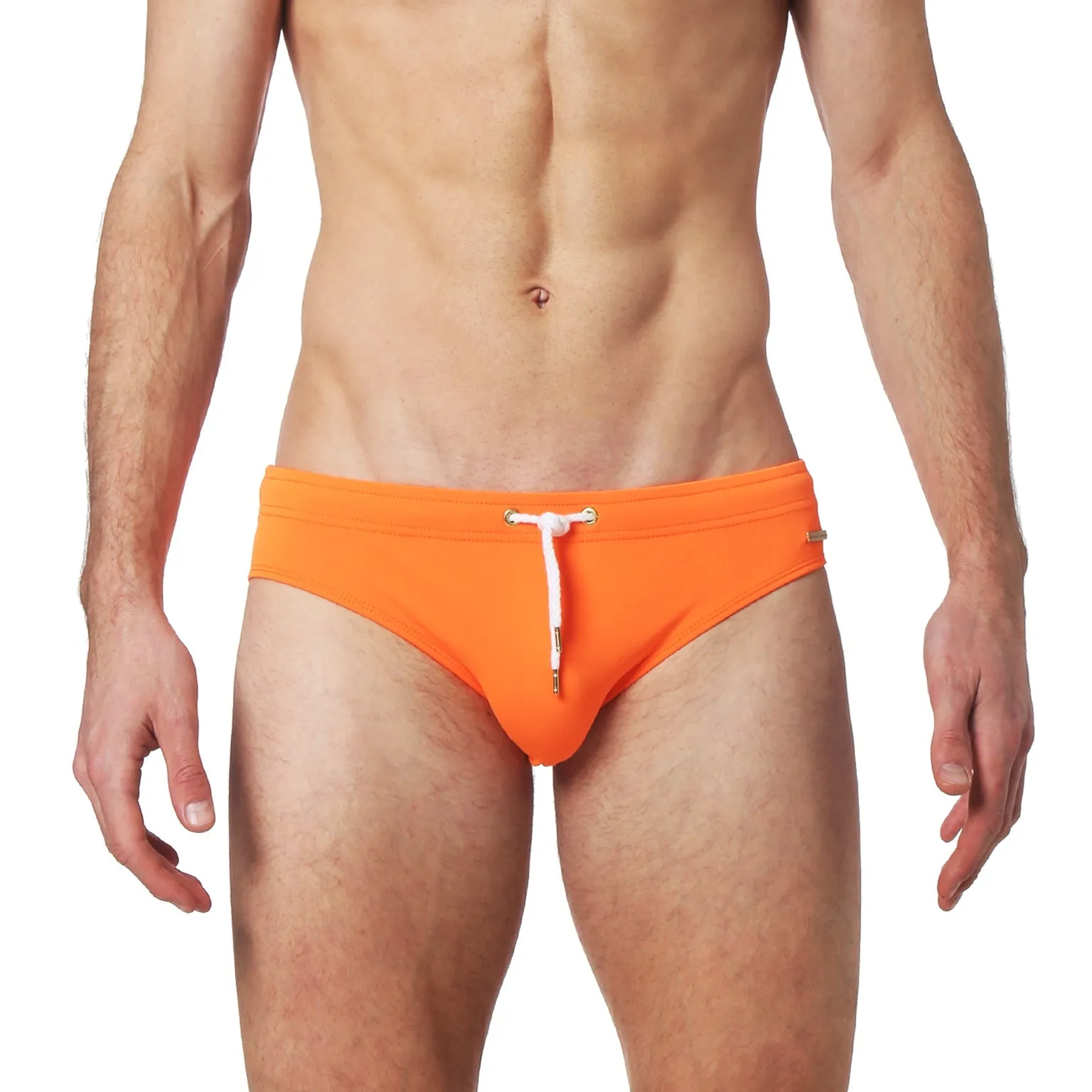 Parke & Ronen Bright Orange Solid Meridian Swim Brief sold by Underwear Expert