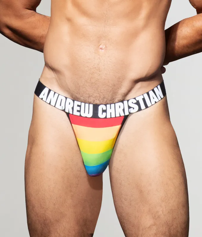 Andrew Christian Pride Stripe Thong w/ ALMOST NAKED sold by Underwear Expert