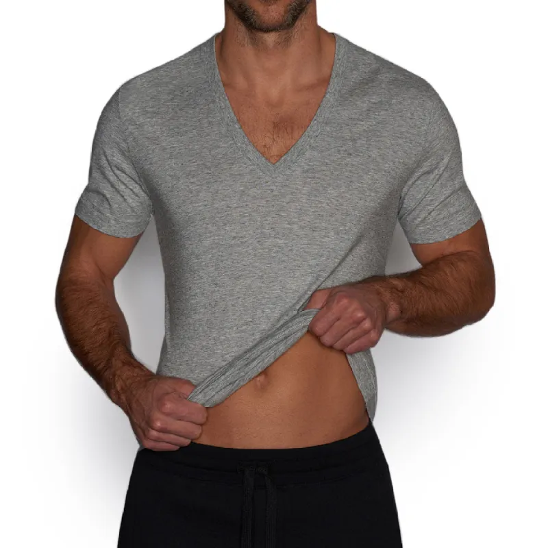 C-IN2 Layers Slim Deep V-Neck T-Shirt Grey Heather sold by Underwear Expert