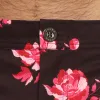 Parke & Ronen Vamp Red Peonies Print 6" Catalonia Stretch Swim Short sold by Underwear Expert