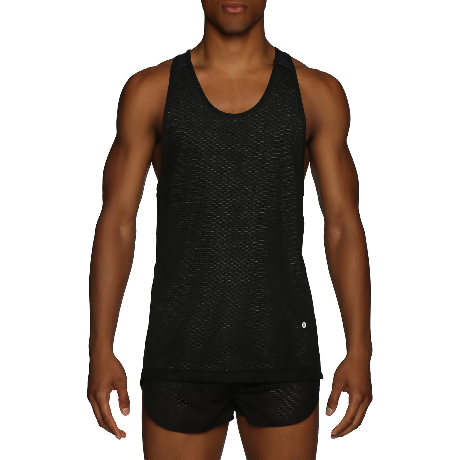 Parke & Ronen Actionwear Black/heather Ultra Racer Back Tank sold by Underwear Expert