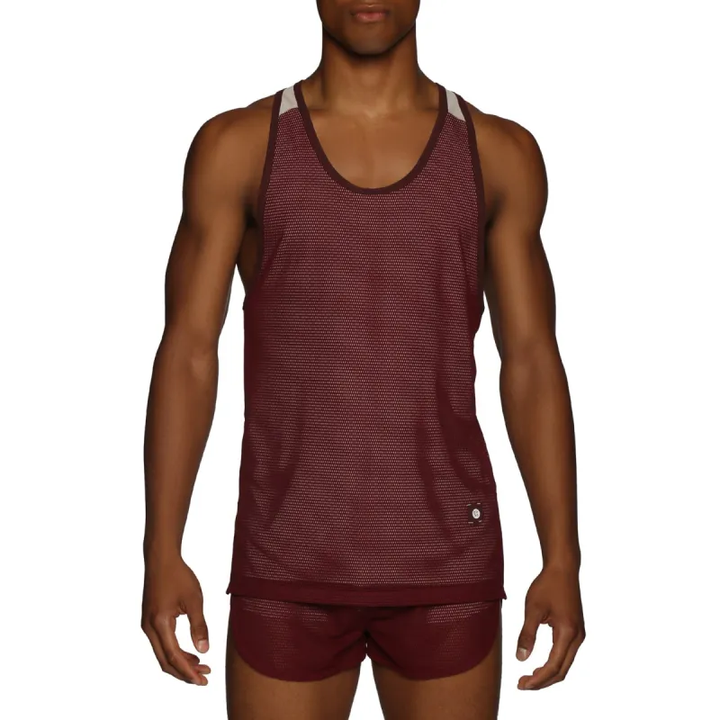 Parke & Ronen Actionwear Burgundy/oyster Ultra Racer Back Tank sold by Underwear Expert