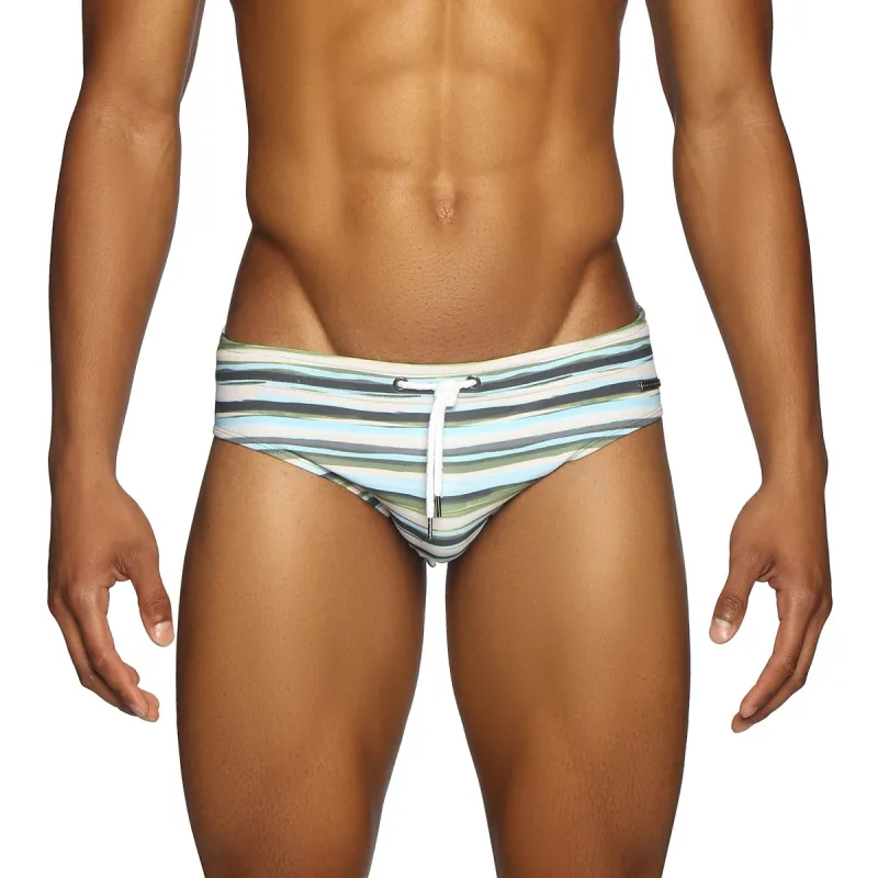 Parke & Ronen New Resort '25 - Horizon Stripe Green Print Meridian Bikini sold by Underwear Expert
