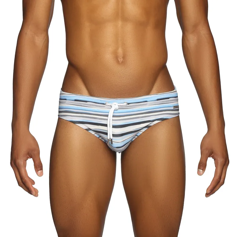 Parke & Ronen New Resort '25 - Horizon Stripe Blue Print Meridian Bikini sold by Underwear Expert