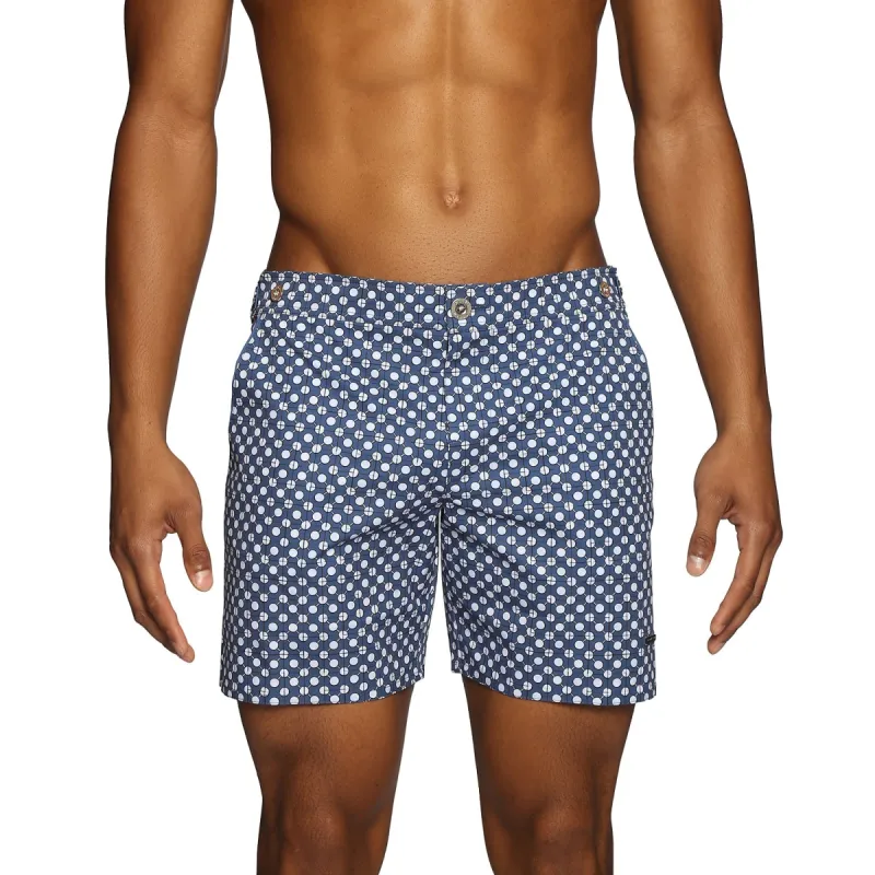Parke & Ronen New Resort '25 - Mid Century Blue Print 6" Catalonia Stretch sold by Underwear Expert