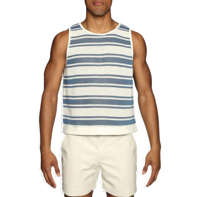 Parke & Ronen New Resort '25 - Azure Beaulieu Stripe Knit Muscle Tee sold by Underwear Expert